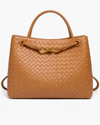Women's Tote Bag Handbag in Soft Woven Leather with Knot Clasp Fastening – Quinn Rose