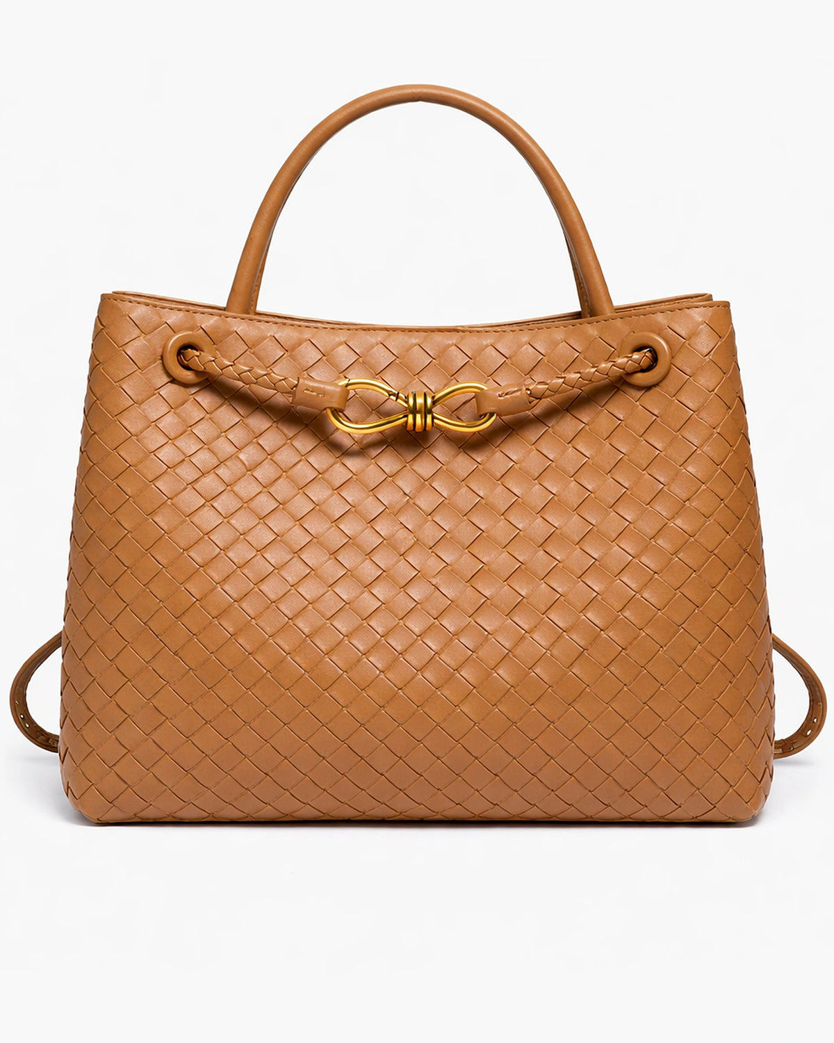 Women's Tote Bag Handbag in Soft Woven Leather with Knot Clasp Fastening – Quinn Rose