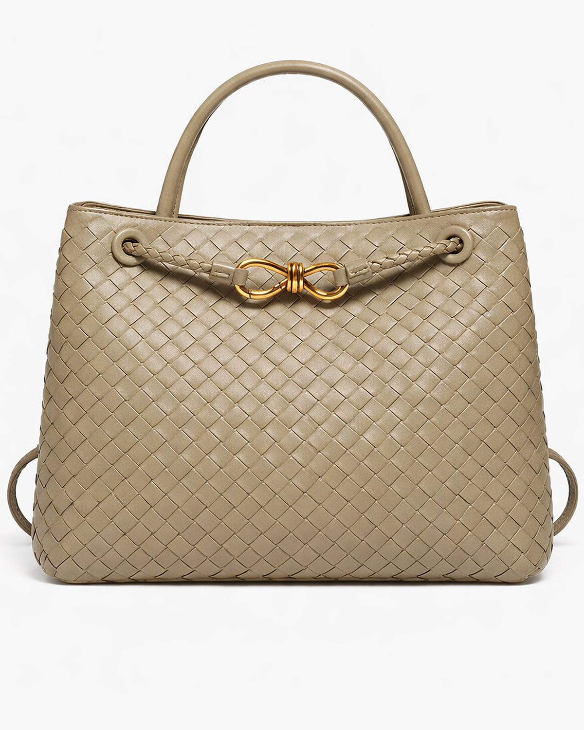 Women's Tote Bag Handbag in Soft Woven Leather with Knot Clasp Fastening – Quinn Rose