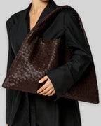 Women's Woven Shoulder Bag with Braided Top Handle, Hobo Style – Quinn Grey