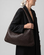 Women's Woven Shoulder Bag with Braided Top Handle, Hobo Style – Quinn Grey