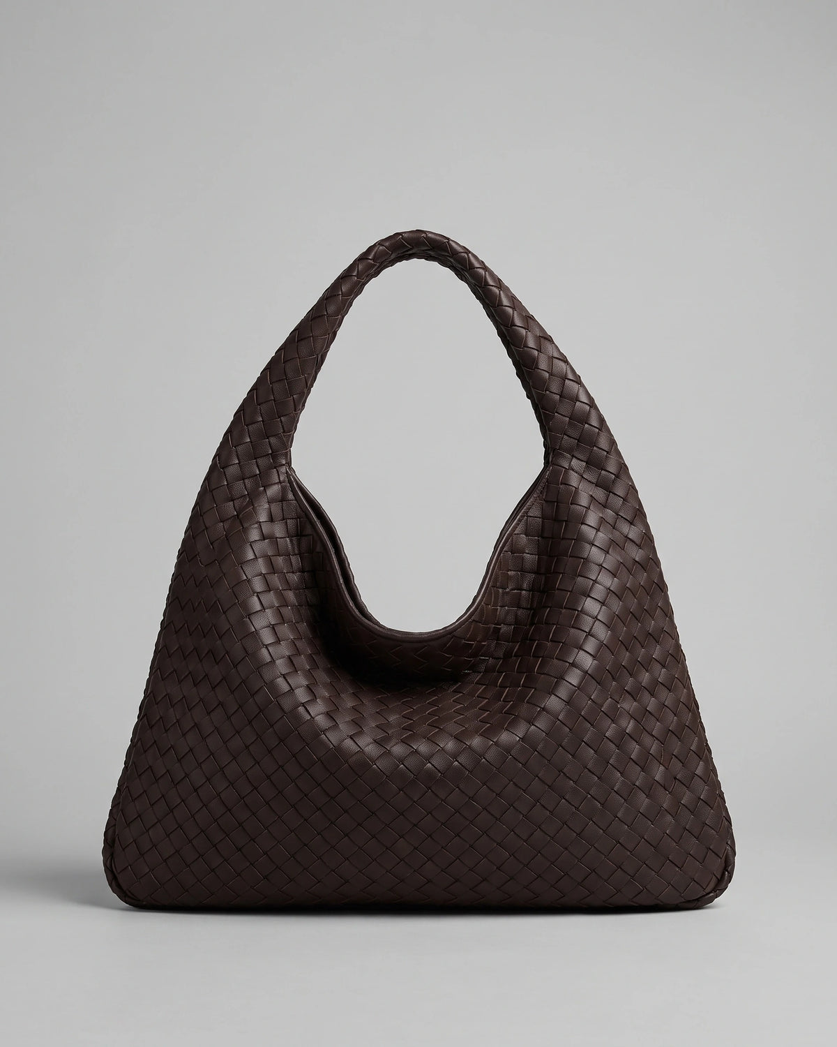 Women's Woven Shoulder Bag with Braided Top Handle, Hobo Style – Quinn Grey