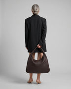 Women's Woven Shoulder Bag with Braided Top Handle, Hobo Style – Quinn Grey