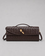 Women's Clutch Bag Woven in Leather Look, Evening Bag with Top Handle and Detachable Strap – Daphne