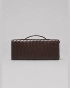 Women's Clutch Bag Woven in Leather Look, Evening Bag with Top Handle and Detachable Strap – Daphne