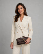 Women's Clutch Bag Woven in Leather Look, Evening Bag with Top Handle and Detachable Strap – Daphne