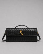 Women's Clutch Bag Woven in Leather Look, Evening Bag with Top Handle and Detachable Strap – Daphne