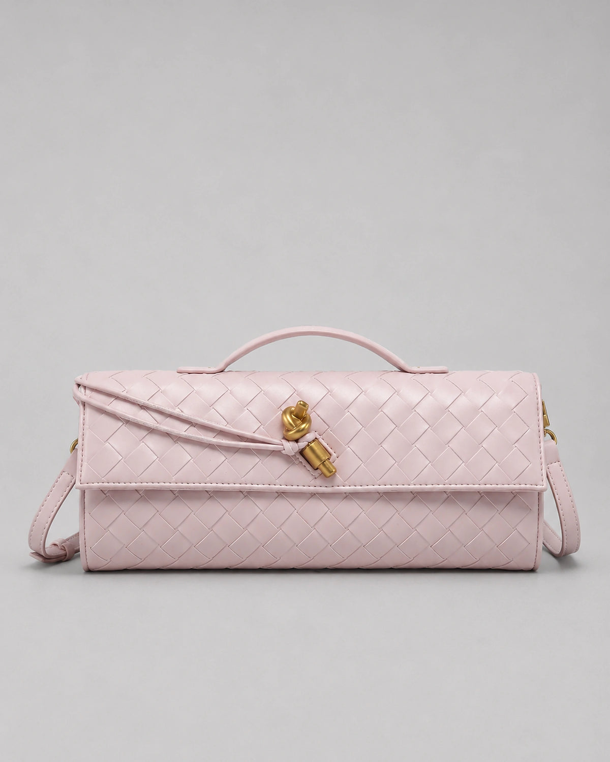 Women's Clutch Bag Woven in Leather Look, Evening Bag with Top Handle and Detachable Strap – Daphne