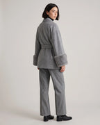 Women's Wrap Wool-Look Coat with Statement Faux Fur Cuffs – Tessa Grey